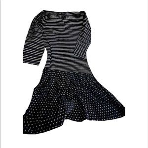 Outlander vintage knit dress black and white design asymmetrical skirt szL VGUC